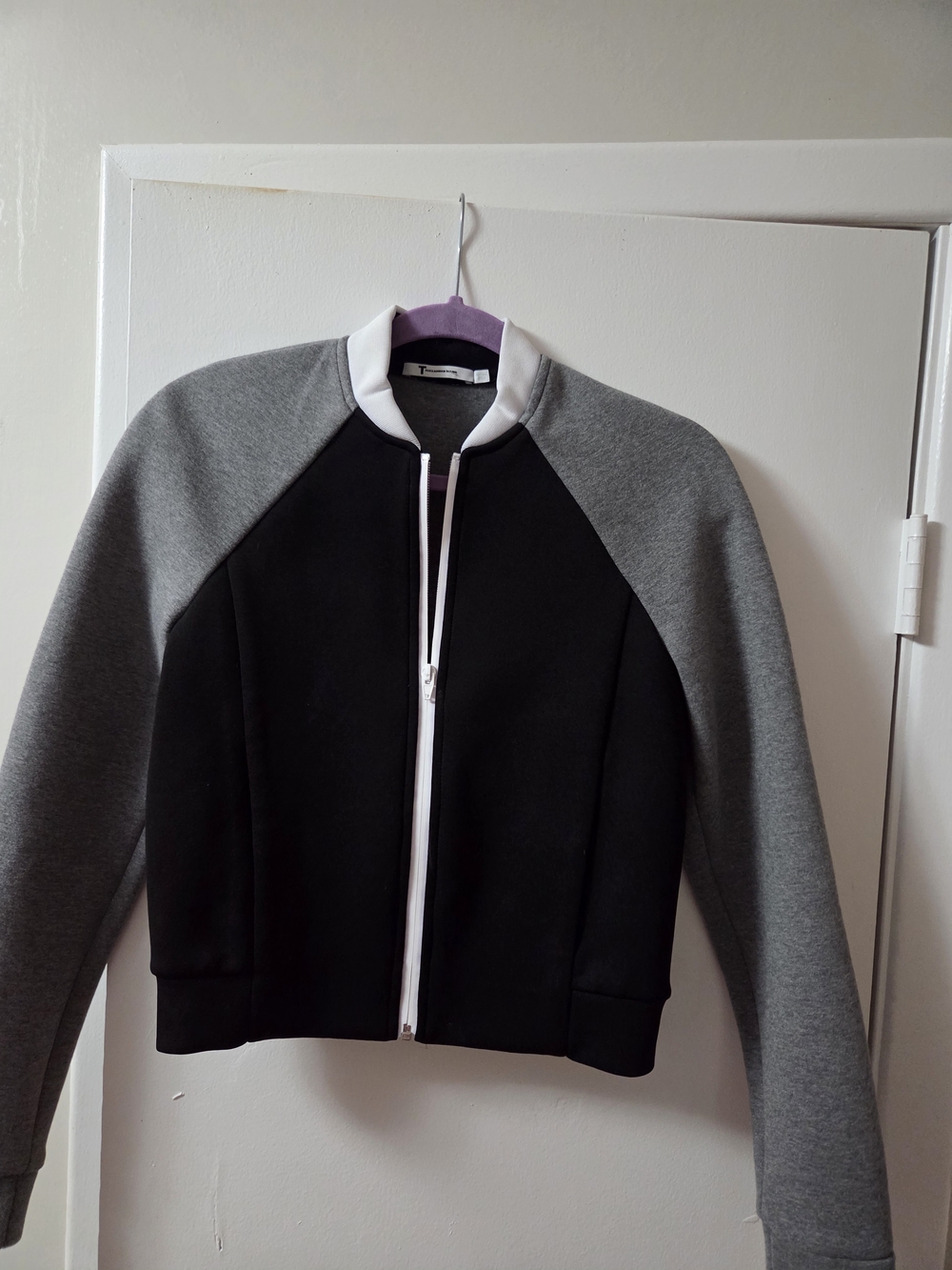 Alexander Wang Black Body with Gray Raglan Sleeve Bomber Jacket